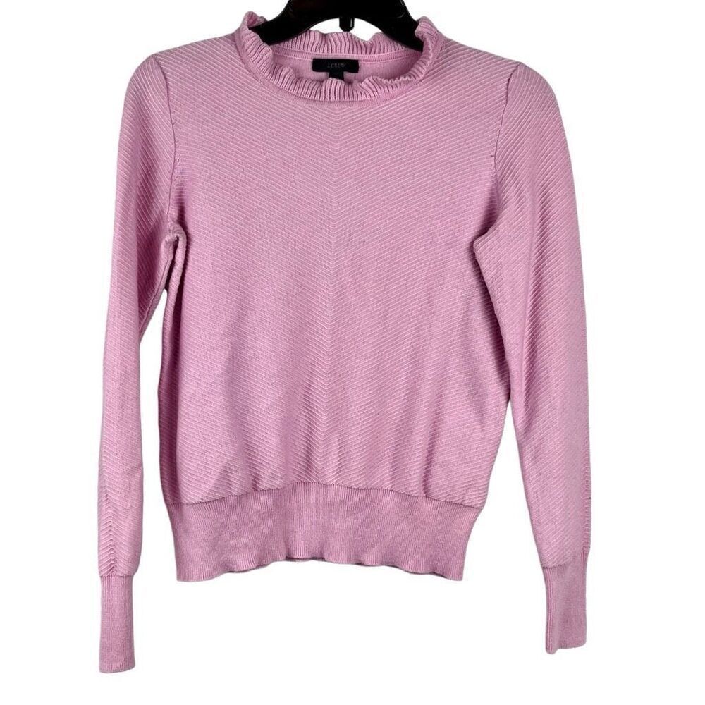 J. Crew Women’s Pink Ruffle Mock Turtleneck Sweater XS